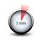 Stopwatch with expiring time 5 minutes web icon