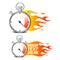 Stopwatch with fire flame