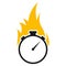 Stopwatch with fire flame vector icon