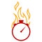 Stopwatch with fire flame vector icon