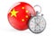 Stopwatch with flag of China, 3D rendering
