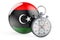 Stopwatch with flag of Libya, 3D rendering