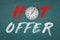 Stopwatch with Hot Offer Sign. 3d Rendering