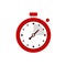 Stopwatch icon. Sport timer on competitions. Trainer holding stopwatch. Start, finish. Time management. Vector