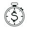 Stopwatch money business office work linear style icon