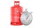Stopwatch with propane gas cylinder, 3D rendering