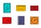 Storage info icon set, color outline style