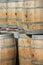 Storage of old barrels in a castle of Bordeaux vineyards