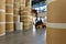 Storage of paper rolls in a large print shop - transport with a forklift truck