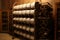 Storage Room of Victorian Style Wine Rack Storage. AI Generated