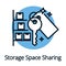 Storage space sharing economy concept black outline icon