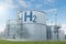 Storage tanks with Hydrogen.