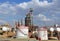 Storage tanks, Oil refinery in Puertollano, Ciudad Real province, Spain