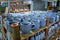 Storage of traditional handmade cups of clay in a pottery, Crete.