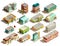 Store Buildings Isometric Icons Set