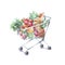 Store cart with fruits and vegetables