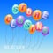 Store closing vector illustration, background with balloons