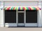 Store with colored awnings