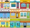 Store fronts and building facades set.