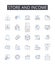 Store and income line icons collection. Shop and revenue , Market and earnings , Boutique and profit , Warehouse and