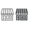 Store line and glyph icon, business and market,