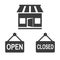 Store open and closed icon on white background.