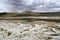 The store of the saline triangular lake in the South-Western coast of the lake Rakshasa Tal, Tibet