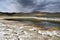 The store of the saline triangular lake in the South-Western coast of the lake Rakshasa Tal, Tibet