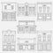 Store shop front window buildings black icon set