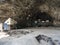 Stored fishing boat barge at Cueva de Candelaria, Pirate cave Poris de Candelaria, small hidden fisherman village near