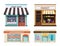 Storefront. Set of different colorful shops market, candy shop, supermarket, store. Vector, illustration in flat style