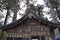 Storehouse facade with famous Monkeys carving from Toshogu Shrine Temple in Nikko National Park of Japan