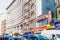 Stores and Shops Along a Busy Street in Chinatown, Manhattan, New York. Multicolored Neighborhood with Chinese Style and Culture