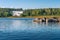 Storforsen, wild, huge waterfall on the Pite River in Swedish arctic on a sunny day of arctic summer. Norrbottens area