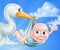 Stork and Baby Illustration