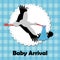 Stork bringing a baby