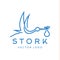 Stork brings baby, trendy brand logos outline