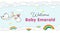 Stork Carrying Baby. Welcome Baby shower party banner for newborn baby emerald