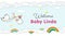 Stork Carrying Baby. Welcome Baby shower party banner for newborn baby linda