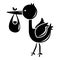 Stork child icon, simple black style