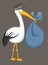 Stork Delivering Baby Bundle isolated on gray background