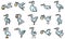 Stork icons set vector flat