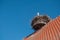 stork in a nest on an Alsatian roof