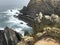 Stork Nest at ocean in Portugal on rock