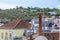 Stork nest on top of a old factory chimney in Silves Portugal in summer