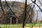 Storks Nest riding arena covered with wood resembling a giant birds nest