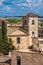 Storks nesting on top of the bell tower of Church of Carmen de Abajo built on the 15th century in the city of Salamanca in Spain