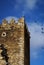 Storks on ruins of castle in Laguna de Negrillos, Spain