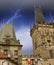 Storm above Prague main landmarks - Czech Republic