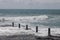 Storm on the beach on a cloudy day, minimalism, Alanya, Turkey, April 2023.